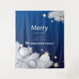 Tapete De Parede decoração de árvores de Natal brancas azuis de inv