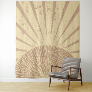 Tapete De Parede Decoração de Dormitório Boho Pôr do Sol Rosa