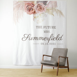 Tapete De Parede Decoração de Festa de Noivado com Grama das Pampas