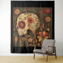 Decorated Autumn Day Of The Dead Skull