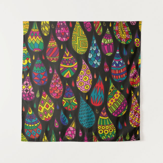 Tapete De Parede Decorative patterned drops seamless background. Br (Frente)