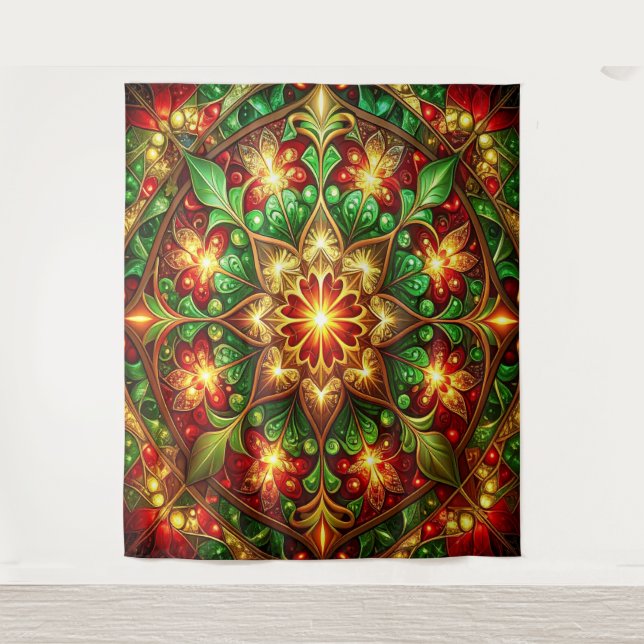 Tapete De Parede Decorative Red Green Holiday Backdrop (Frente)