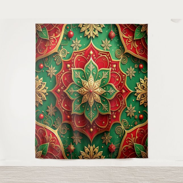 Tapete De Parede Decorative Red Green Holiday Backdrop (Frente)