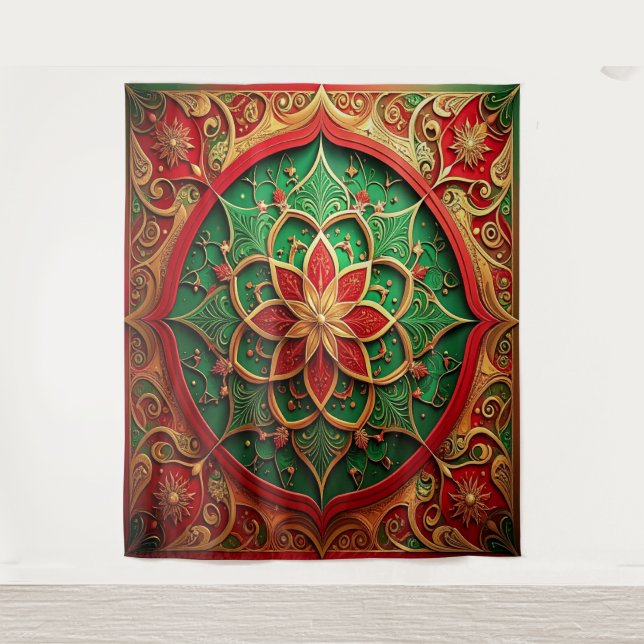 Tapete De Parede Decorative Red Green Holiday Backdrop (Frente)