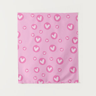 Tapete de Parede Decorativo Corações Rosa
