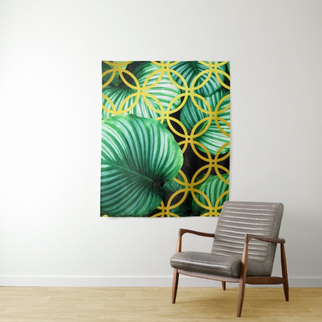 Tapete De Parede Deixa a ilustração geométrica tropical moderna (In Situ)