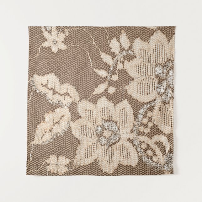 Tapete De Parede Delicadeza de Renda: Arte em Tecido Branco (Frente)