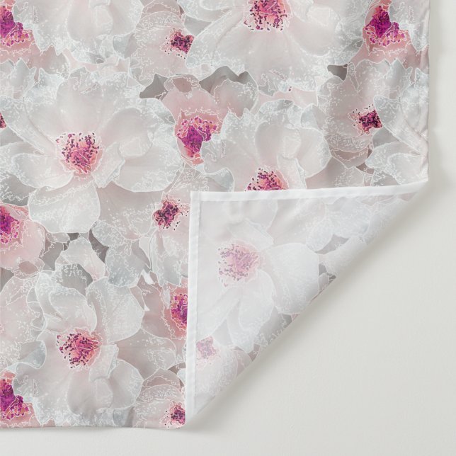 Tapete De Parede Delicar floral branco e rosa (Detalhe)