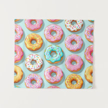 Deliciosos donuts de creme azuis