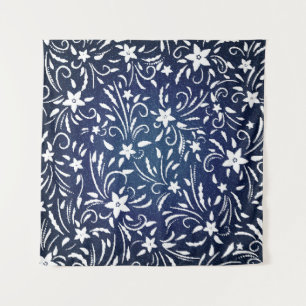 Tapete De Parede Denim Blooms: Padrão Floral Fundo