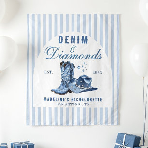 Tapete De Parede Denim Diamantes Bachelorette Backdrop Boots