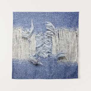 Tapete De Parede Densidade azul rasgada: textura do jeans.