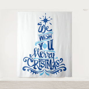 Tapete De Parede Desejamos-lhe a festa de Natal azul