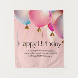 Tapete De Parede Desejos de Aniversário Rosa