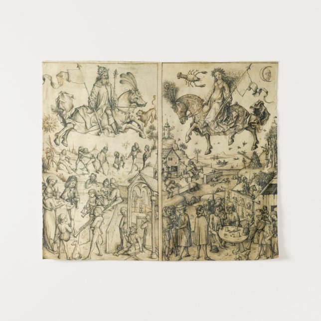 Tapete De Parede Desenho branco preto antigo da astrologia do SOL E (Frente (Horizontal))