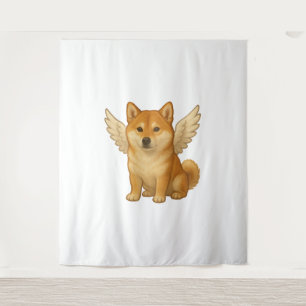 Tapete De Parede Desenho de anjo cachorro feliz Shiba Inu adorável