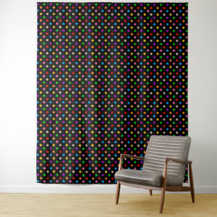 Tapete De Parede Desenho de bolinhas coloridas em preto e arco-íris
