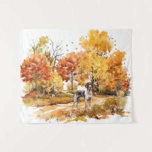 Tapete De Parede Desenho de Cachorro de Outono em Aquarela - Pointe