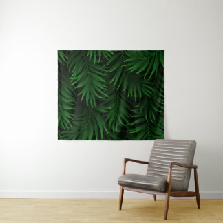 Tapete De Parede Desenho de Folhas de Palmeira Tropicais Luxuriante