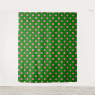 Tapete De Parede Desenho de padrão de bolinhas rosa sobre verde