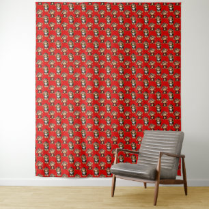 Tapete De Parede Desenho de padrão de macaco vermelho