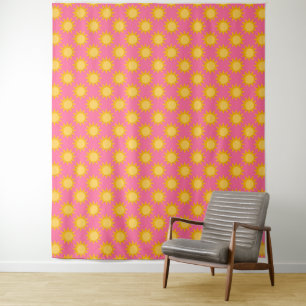 Tapete De Parede Desenho de padrão de sol brilhante em rosa
