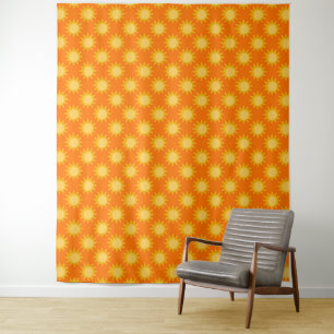 Tapete De Parede Desenho de padrão de sol radiante em laranja