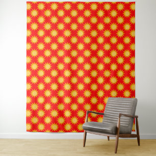 Tapete De Parede Desenho de padrão de sol radiante em vermelho