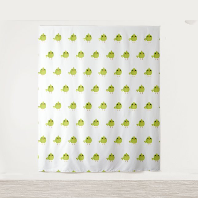 Tapete De Parede Desenho de Pássaro Verde   (Frente)