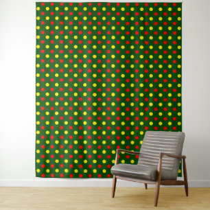 Tapete De Parede Desenho de Pontos Polka Amarelos Vermelhos Verdes