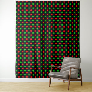 Tapete De Parede Desenho de Pontos Pretos Vermelhos e Verdes