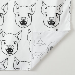 Tapete De Parede Desenho de Porco Engraçado Preto e Branco Animal d