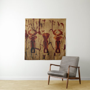 Tapete De Parede Desenho de silhueta tribal africana abstrata 