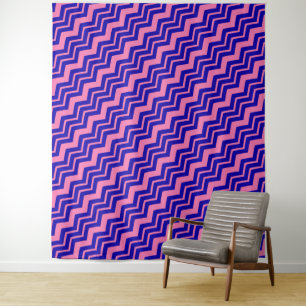 Tapete De Parede Desenho de Ziguezague Chevron Rosa Azul