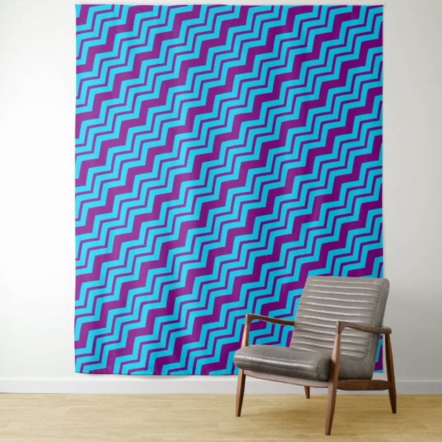 Tapete De Parede Desenho de Ziguezague em Chevron Roxo Azul (In Situ)