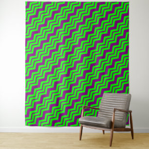 Tapete De Parede Desenho de ziguezague em chevron verde roxo