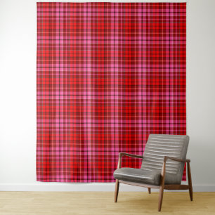 Tapete De Parede Desenho Xadrez Escocês Plaid Vermelho Grená Rosa