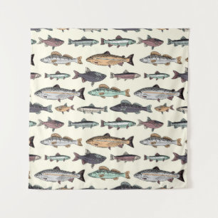 Tapete De Parede Desenhos de peixe venenoso, padrão sem costura.