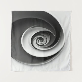Tapete De Parede Design Abstrato Espiral Preto e Branco Elegante, 