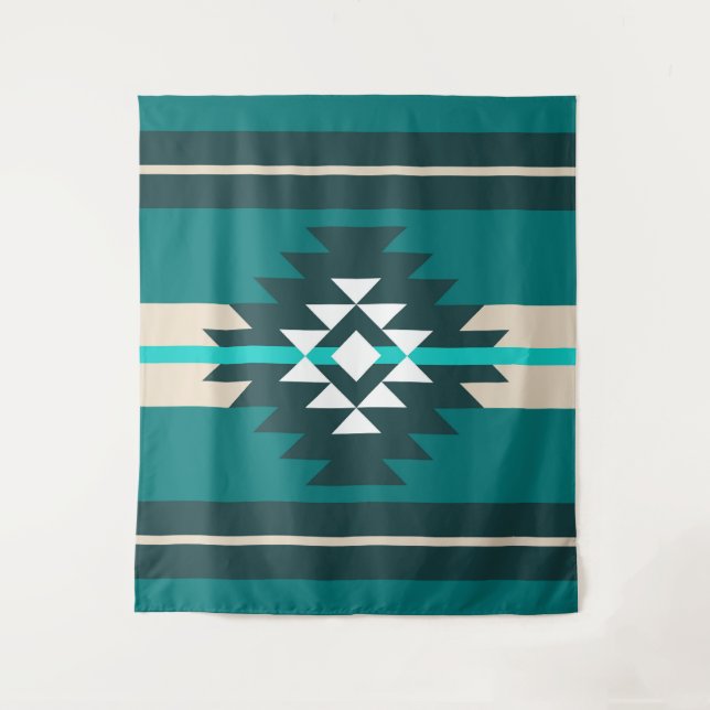 Tapete De Parede Design asteca de cor turquesa (Frente)