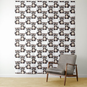 Tapete De Parede Design com padrão de guaxinim branco