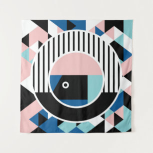 Tapete De Parede Design de abstrato de Memphis. Marca geométrica fa