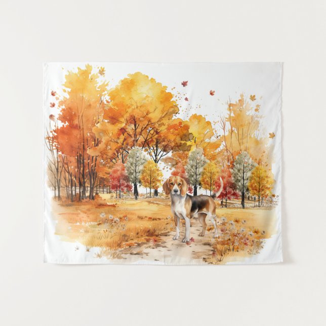 Tapete De Parede Design de Cachorro de Queda de Aquarela - Gaiola (Frente (Horizontal))