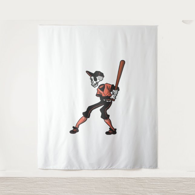 Tapete De Parede design de esqueleto de beisebol para jogadores de  (Frente)