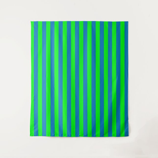 Tapete De Parede Design de faixas azuis e verdes (Frente)