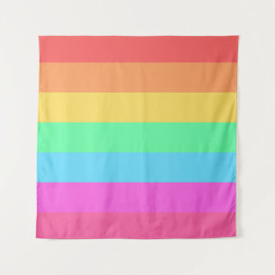 Tapete De Parede Design de faixas de cores do arco-íris do Pastel