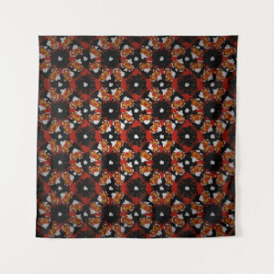 Tapete De Parede Design de flor de vintage esculpida em vermelho, c