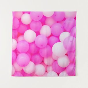 Tapete De Parede Design de Fundo Festivo com Balões Cor-de-Rosa.