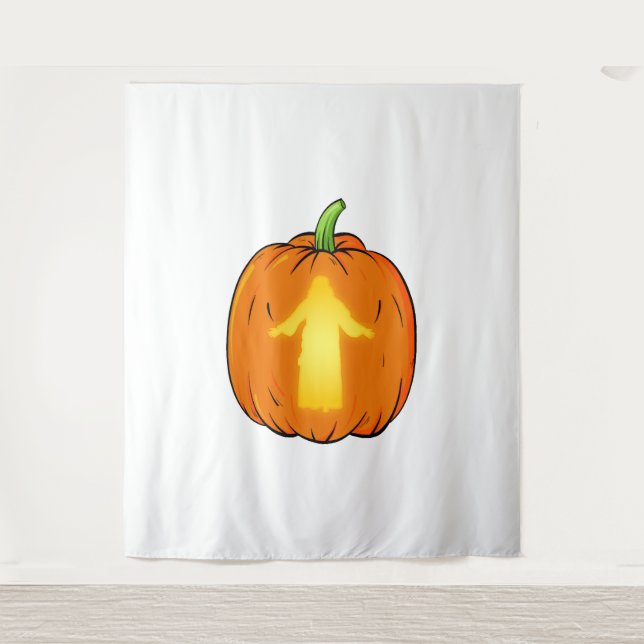 Tapete De Parede Design de Jesus Halloween com Jesus Pumpkin (Frente)