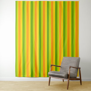Tapete De Parede Design de Listras Verticais Amarelo Laranja Verde 